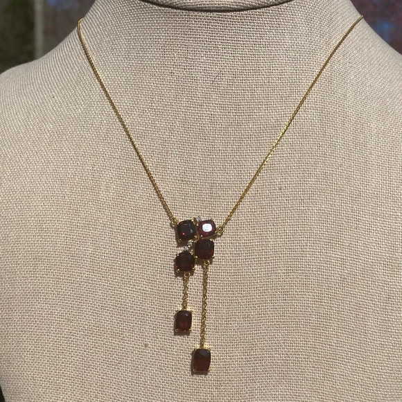 16 inches Natural Garnet and Diamond Chain in 18K solid gold ⭐️New⭐️ - Picture 4 of 8